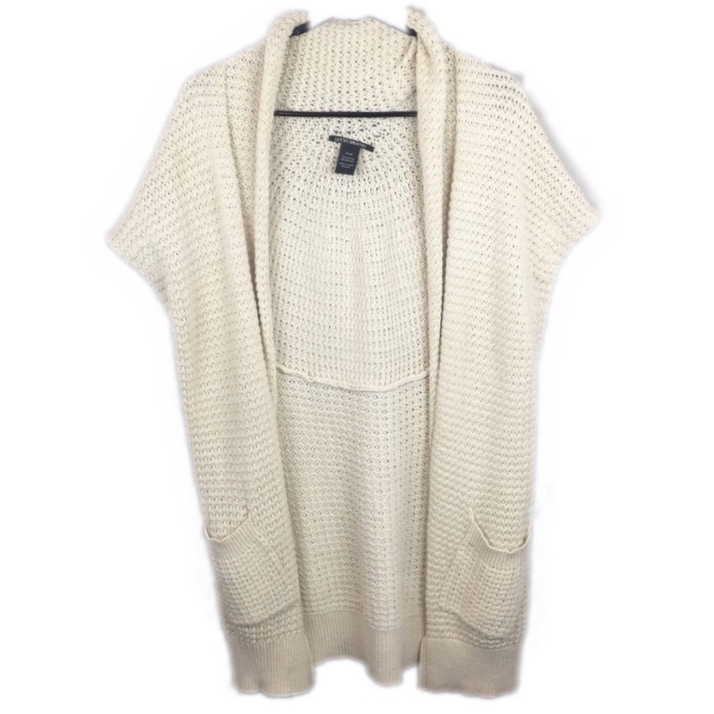 Lucky Brand Creme Knit Short Sleeve Cardigan - E91